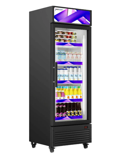 SDGR 26'' Black Swing Glass Door Merchandiser Refrigerator